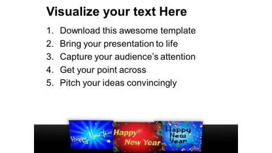 Wish New Year With Multicolored Cards PowerPoint Templates Ppt Backgrounds For Slides 0513