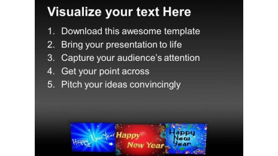 Wish New Year With Multicolored Cards PowerPoint Templates Ppt Backgrounds For Slides 0513