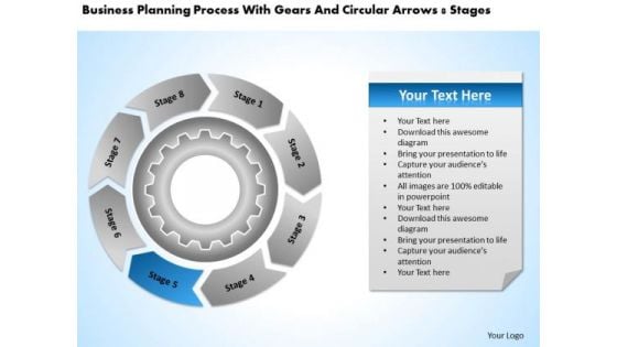 With Gears And Circular Arrows 8 Stages Convenience Store Business Plan PowerPoint Slides