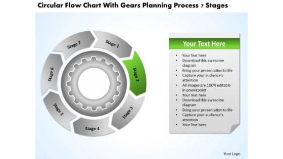 With Gears Planning Process 7 Stages Business Templates PowerPoint