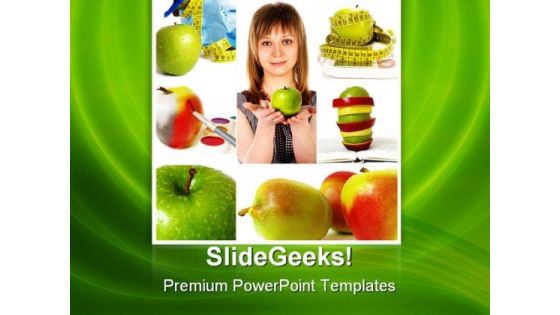 Woman And Apples Health PowerPoint Templates And PowerPoint Backgrounds 0811