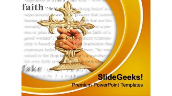 Woman Holding Cross Christian PowerPoint Templates And PowerPoint Themes 0712