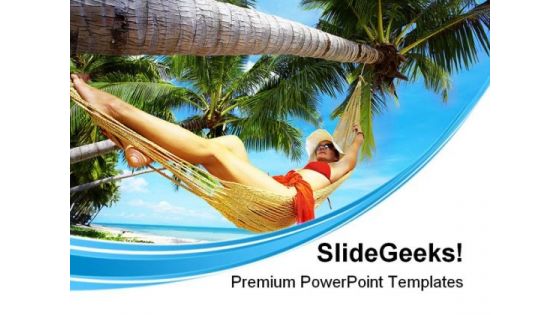 Woman In Hammock Beach PowerPoint Themes And PowerPoint Slides 0411