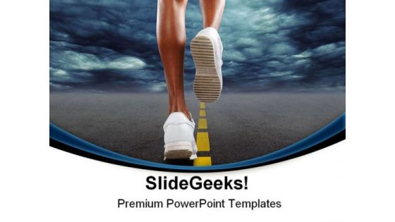 Woman Jogging Health PowerPoint Themes And PowerPoint Slides 0811