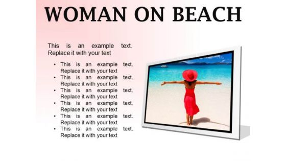 Woman On Beach Holidays PowerPoint Presentation Slides F