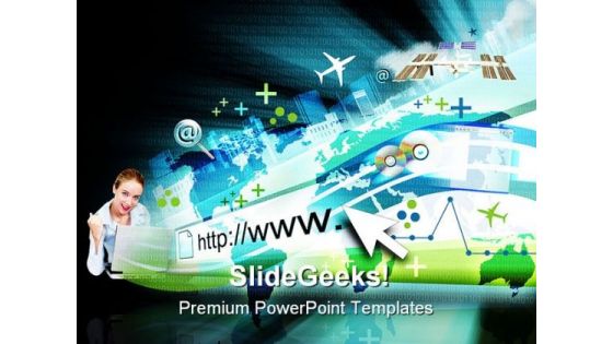 Woman On Laptop Internet PowerPoint Templates And PowerPoint Backgrounds 0411