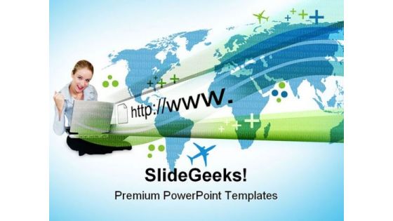 Woman On Laptop Internet PowerPoint Themes And PowerPoint Slides 0811