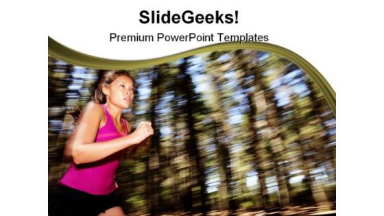 Woman Running Health PowerPoint Themes And PowerPoint Slides 0411