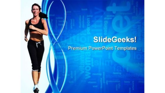 Woman Running Health PowerPoint Themes And PowerPoint Slides 0811