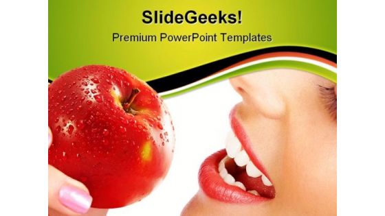 Woman With Apple Food Health PowerPoint Templates And PowerPoint Backgrounds 0911