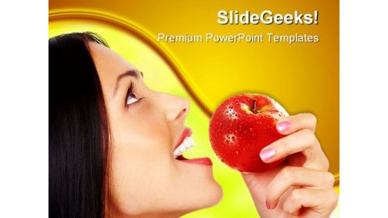 Woman With Apple Health PowerPoint Templates And PowerPoint Backgrounds 0711