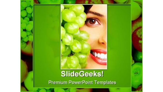 Woman With Fruits Health PowerPoint Templates And PowerPoint Backgrounds 0811