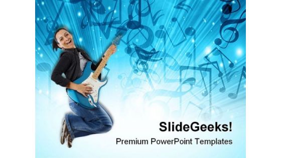 Woman With Guitar Music PowerPoint Themes And PowerPoint Slides 0811