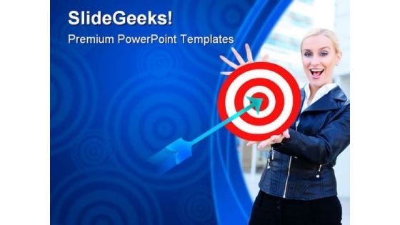 Woman With Target Business PowerPoint Templates And PowerPoint Backgrounds 0611