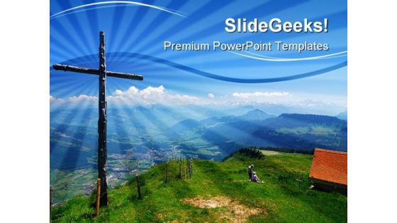 Wooden Cross Religion PowerPoint Templates And PowerPoint Backgrounds 0411