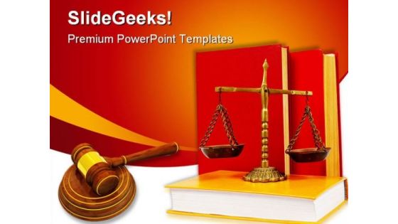 Wooden Gavel Law PowerPoint Template 1110