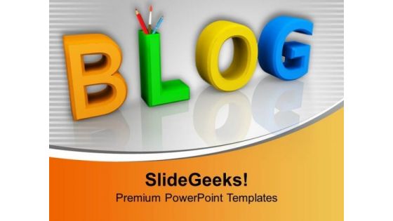 Word Blog With Pencils Education Discussion PowerPoint Templates Ppt Backgrounds For Slides 1212