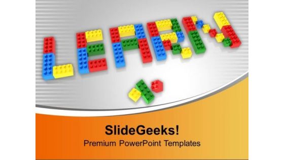 Word Learn Using Lego Blocks Education PowerPoint Templates Ppt Backgrounds For Slides 1212