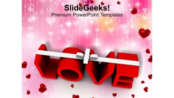 Word Love With White Ribbon Symbol PowerPoint Templates Ppt Backgrounds For Slides 0213