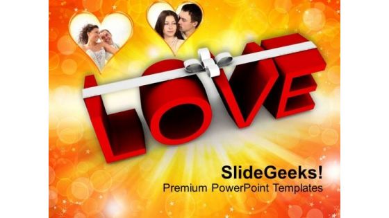 Word Love With White Ribbon Wedding PowerPoint Templates Ppt Backgrounds For Slides 0213