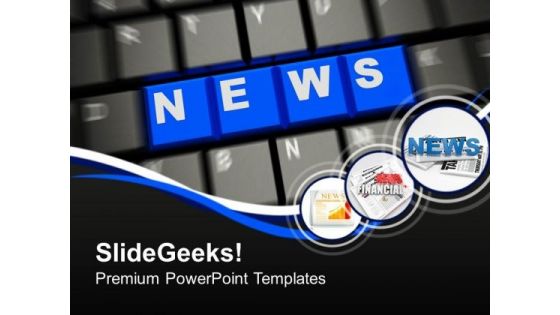 Word News On Keyboard PowerPoint Templates Ppt Backgrounds For Slides 0113