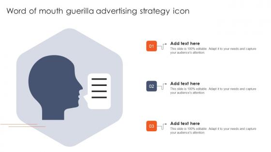 Word Of Mouth Guerilla Advertising Strategy Icon Introduction Pdf