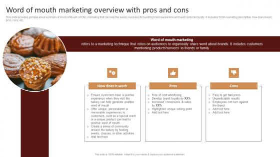 Word Of Mouth Marketing Overview With Pros And Cons Strategic Advertising Plan For Bakehouse Icons Pdf