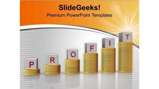 Word Profit On Stack Of Coins Bar Graph PowerPoint Templates Ppt Backgrounds For Slides 0213