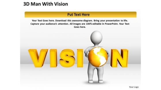 Work Flow Business Process Diagram 3d Man With Vision PowerPoint Templates