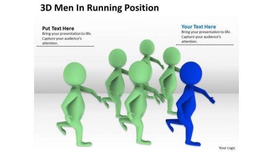 Work Flow Business Process Diagram 3d Men Running Position PowerPoint Slides