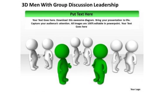 Work Flow Business Process Diagram 3d Men With Group Discussion Leadership PowerPoint Slides