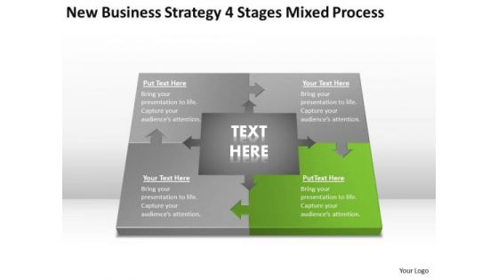 Work Flow Business Process Diagram Strategy 4 Stages Mixed Ppt PowerPoint Slide