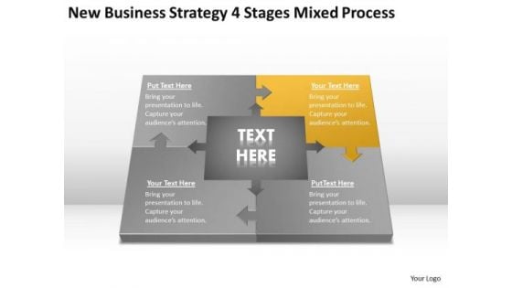 Work Flow Business Process Diagram Strategy 4 Stages Mixed Ppt PowerPoint Slides