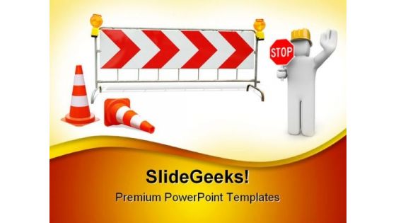 Work In Progress Sign Construction PowerPoint Themes And PowerPoint Slides 0811