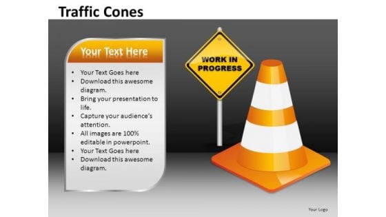 Work In Progress Traffic Cones PowerPoint Templates Ppt Slides