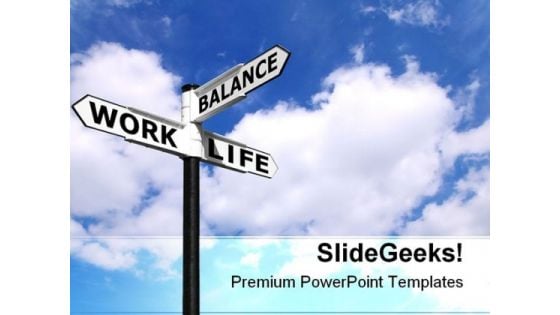 Work Life Balance Signpost Future PowerPoint Templates And PowerPoint Backgrounds 0911