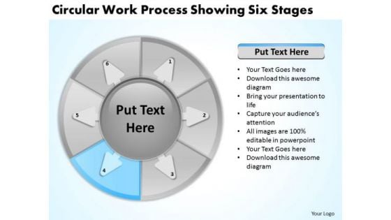 Work Process Showing Six Stages Executive Summary Example Business Plan PowerPoint Templates