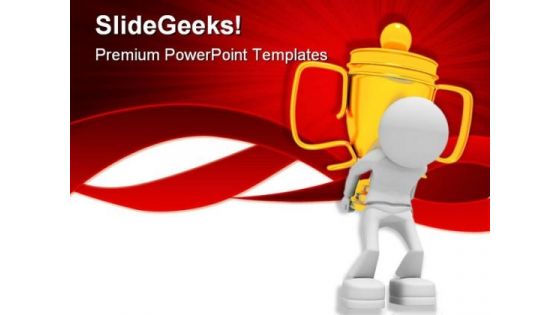 Worker With Cup Success PowerPoint Themes And PowerPoint Slides 0811