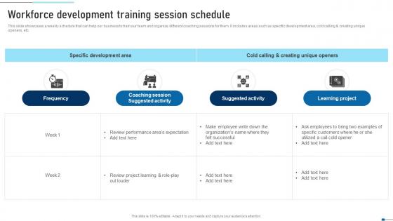 Workforce Development Training Session Schedule Strategic Talent Recruitment Mockup Pdf