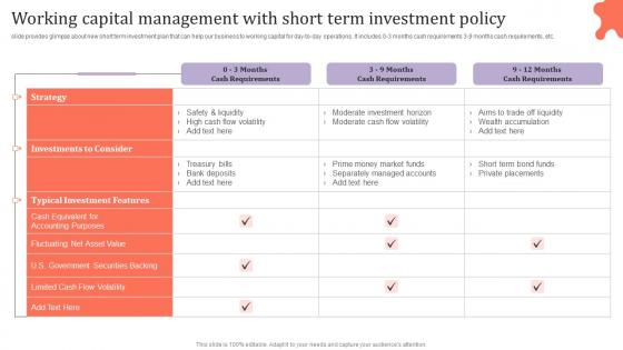 Working Capital Management With Short Assessing Corporate Financial Techniques Information Pdf