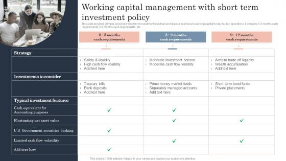 Working Capital Management With Short Term Guide To Corporate Financial Growth Plan Clipart Pdf