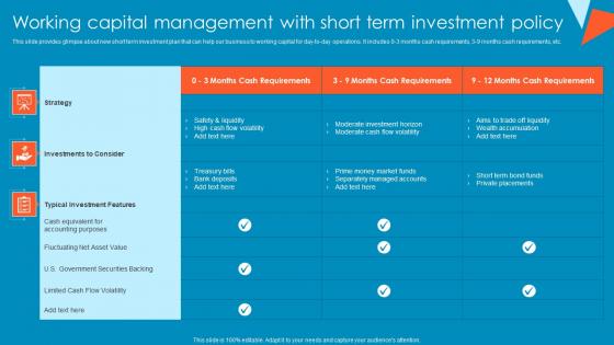 Working Capital Management With Short Term Tactical Financial Governance Diagrams Pdf