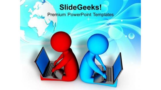 Working On Laptop Makes Your Business Easy PowerPoint Templates Ppt Backgrounds For Slides 0713