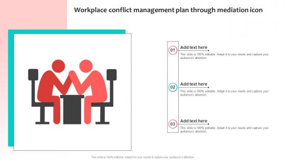 Workplace Conflict Management Plan Through Mediation Icon Formats Pdf