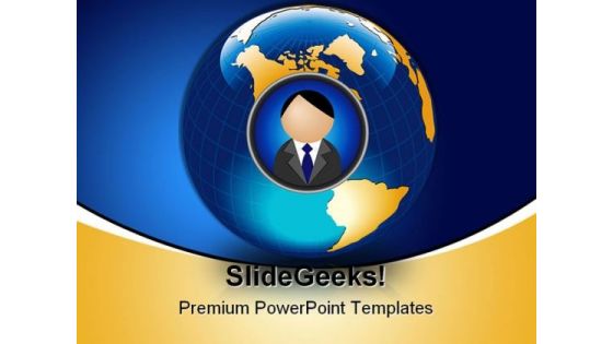 World And Man Globe PowerPoint Template 1110 World And Man Globe PowerPoint Template 1110