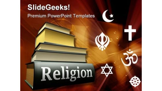 World Books Religion PowerPoint Template 1110