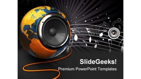 World Music Globe PowerPoint Template 1110