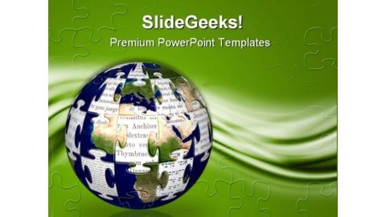 World Puzzle Globe PowerPoint Themes And PowerPoint Slides 0911