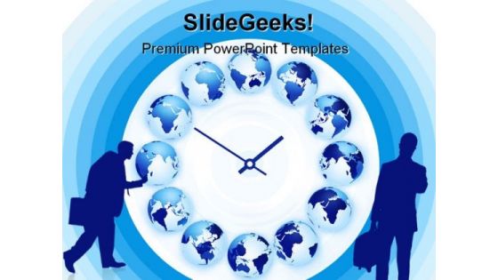 World Time Clock Globe PowerPoint Themes And PowerPoint Slides 0311