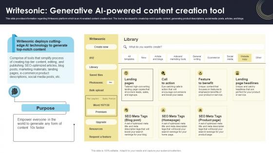 Writesonic Generative AI-Powered Content Creation Tool How Generative AI Tools Work AI SS V